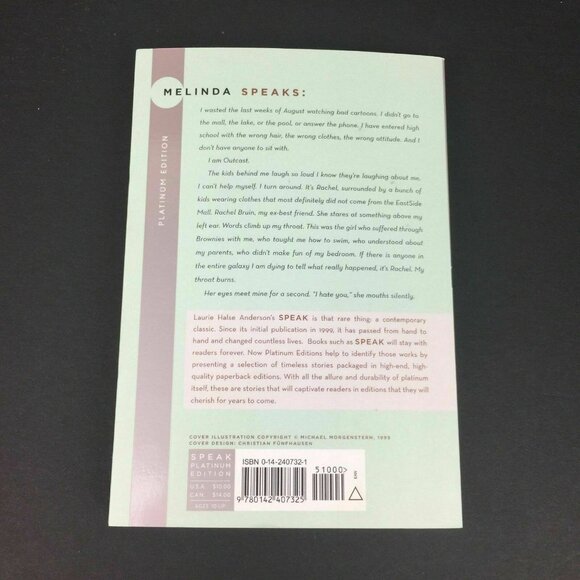 Speak Paperback Book Laurie Halse Anderson Platinum Edition Penguin Group 2006 - Picture 10 of 12